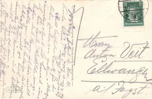 AK Stuttgart Tagblatt Turmhaus Strassenbahn Baden-Württemberg Postkarte AK 1928