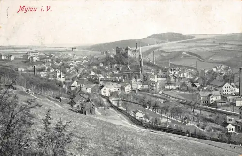 Stadtansicht von Mylau im Vogtland Sachsen Postkarte AK 1912
