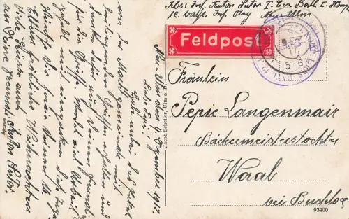 Blick auf den Dom in Ulm an der Donau Baden-Württemberg Postkarte AK 1917