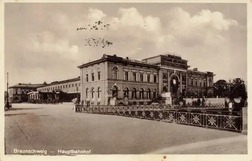 Ansicht Hauptbahnhof in Braunschweig Niedersachsen Postkarte AK 1930