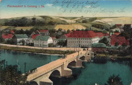 Blick auf Fischendorf bei Leisnig Sachsen Postkarte AK 1916