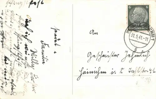 Spaß beim Auto fahren Pfingsten Postkarte 1941 Pulsnitz