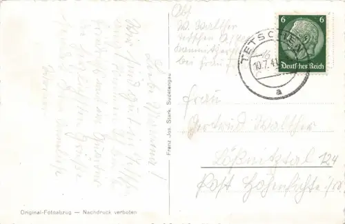Schloss Tetschen mit Schäferwand Bodenbach Sudetenland Postkarte AK 1941