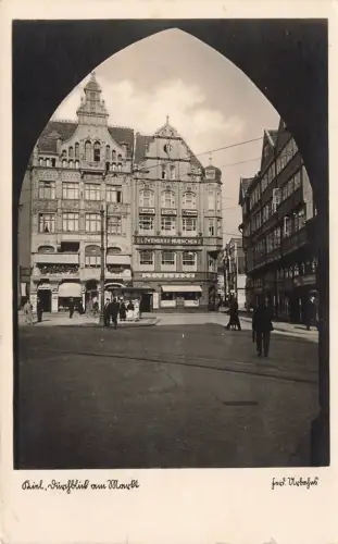 Ansicht am Markt in Kiel Schleswig-Holstein Postkarte AK 1937