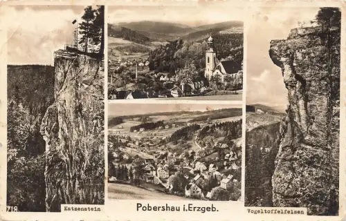 Stadtansicht auf Pobershau im Erzgebirge sachsen Postkarte AK 1919