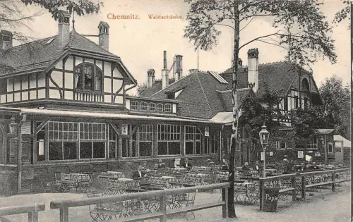 Sommerfrische Waldschänke in Chemnitz Sachsen Postkarte AK 1911