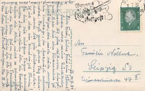 Stettin Blick auf Manzelbrunnen und Rathaus Postkarte AK 1931