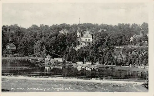 Grimma Gattersburg u. Hängebrücke Postkarte AK