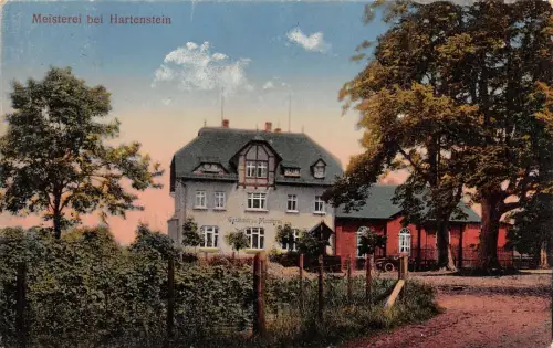 Gasthaus zur Meisterei Hartenstein Erzgebirge Sachsen Postkarte AK 1918