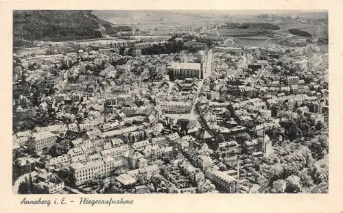 Fliegeraufnahme von Annaberg im Erzgebirge Sachsen Postkarte AK