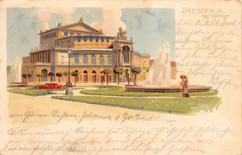 Königliches Hoftheater in Dresden Sachsen Postkarte AK 1903