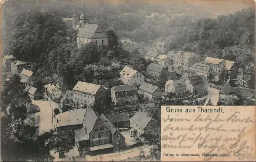 Gruss aus Tharandt mit Stadtansicht Erzgebirge Sachsen Postkarte AK 1908
