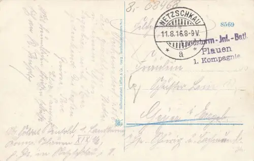 Markt mit Rathaus in Reichenbach Vogtland Sachsen Postkarte AK 1916