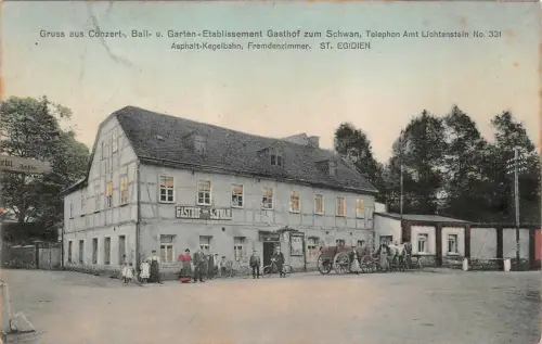 Gruss aus St. Egidien Gasthof zum Schwan Sachsen Postkarte AK 1910