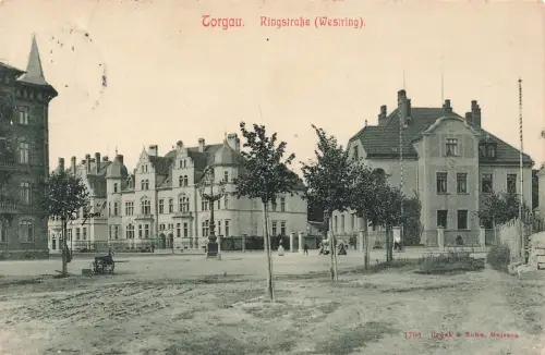 Ansicht Ringstraße Wesiring in Torgau Sachsen Postkarte AK 1911