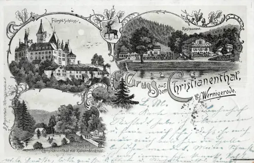 Christianenthal bei Wernigerode Restaurant Mondschein Postkarte 1899