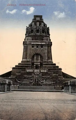 Leipzig Völkerschlachtdenkmal 18. Oktober 1813 Gott mit uns AK 1918