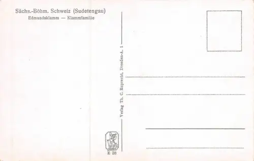 Sächs.-Böhm. Schweiz (Sudetengau) Edmundsklamm Klammfamilie Postkarte AK