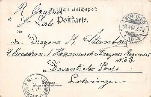 Berlin Restaurant Rheinisch - Westfälischen Kommandantenstrasse Postkarte 1902