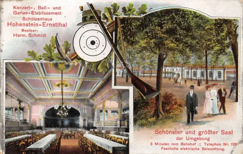 AK HOHENSTEIN-ERNSTTHAL Konzert-,Ball-und Garten-Etablissement SCHÜTZENHAUS 1913