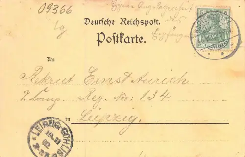 Gruss aus Beutha Gasthof zur Linde und Kirche Sachsen Litho Postkarte AK 1902