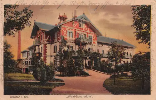 Grüna in Sachsen, Wald-Sanatorium Postkarte 1926