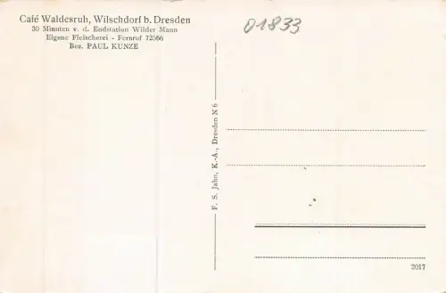 Café Waldesruh in Wilschdorf bei Dresden Sachsen Postkarte AK