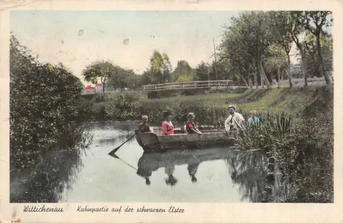 Wittichenau Kahnpartie auf der schwarzen Elster Postkarte AK 1955