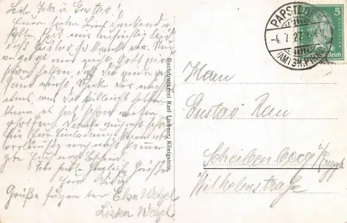 Fels Papstein Sächs. Schweiz Restaurant Aussichtsturm Postkarte AK 1927