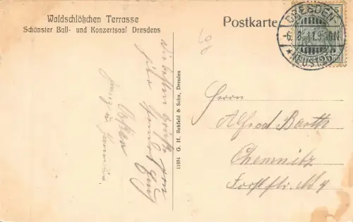 Waldschlößchen in Dresden Sachsen Postkarte AK 1911