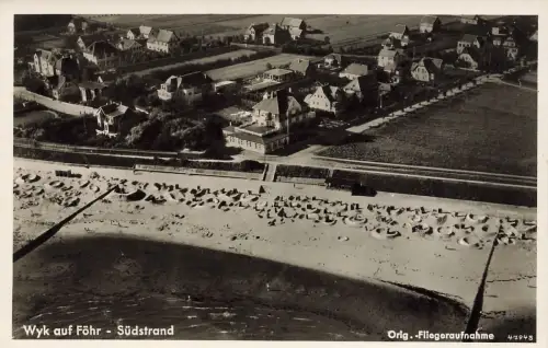 Fliegeraufnahme Südstrand Wyk Föhr Schleswig-Holstein Postkarte AK