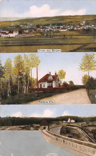 Gruss aus Bergen Sarfarts-Villa Talsperre Postkarte AK 1912