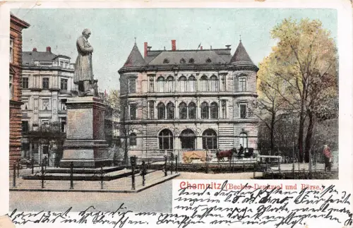 Chemnitz Sachsen Becker - Denkmal und Börse gelaufen 1904