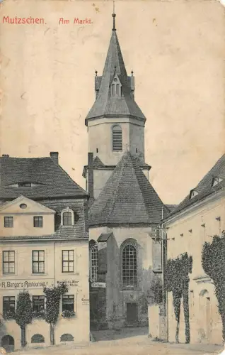 MUTZSCHEN bei Grimma Bergers Restaurant am Markt Postkarte