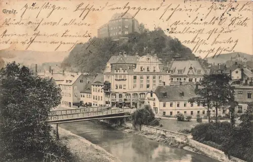 Blick auf Greiz mit Oberen Schloss Thüringen Postkarte AK 1916