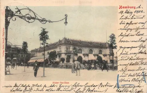 Hamburg Alster-Pavillon Hotel zum Kronprinzen Postkarte AK 1902