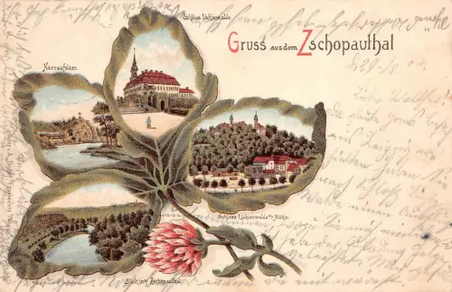 Zschopauthal Lichtenwalde, Niederwiesa Kleeblatt Litho Postkarte 1902