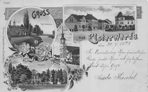 Gruss aus Elsterwerda Litho Postkarte 1898