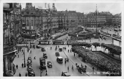 Frankfurt a. M. Bahnhofsplatz Postkarte 1938