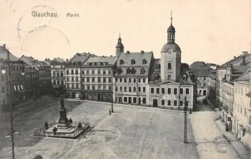 Glauchau Markt Postkarte 1911