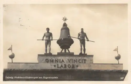 Leipzig Hochhaus-Glockenspiel am Augustusplatz Postkarte AK 1931