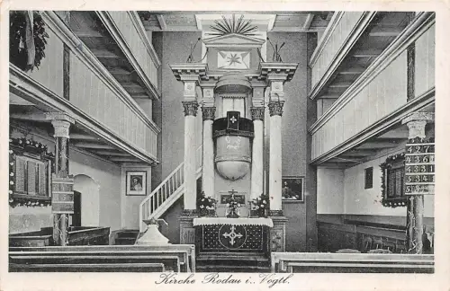 Kirche Rodau i. Vogtl. Postkarte AK