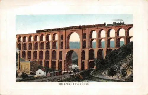 Göltzschtalbrücke Eisenbahn Lokomotive Postkarte AK