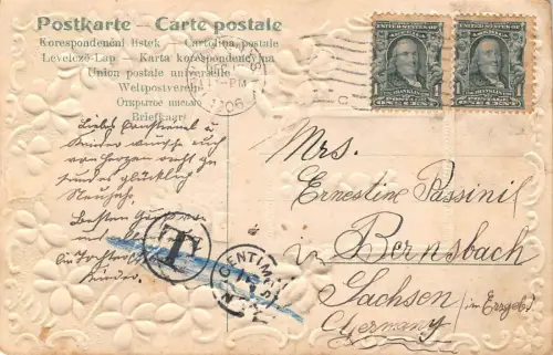 AK Neujahr Weiße Taube mit Brief geprägt