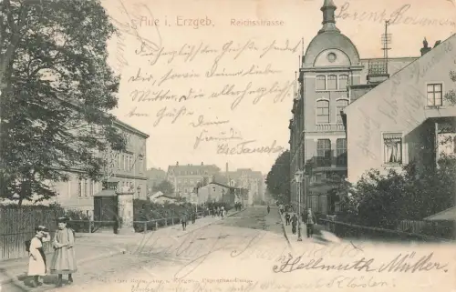Straßenansicht Reichsstrasse in Aue Erzgebirge Sachsen Postkarte AK 1904
