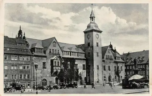 Freiberg i. Sa. Rathaus Apotheke Postkarte 1939