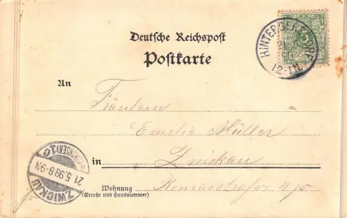 Gruss aus Hartha b. Tharandt, Gasthof, Panorama, Postkarte 1899