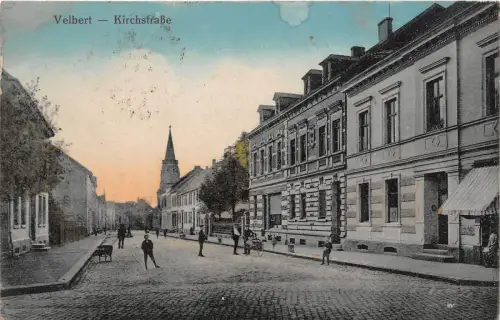 Velbert Kirchstrasse spielende Kinder Postkarte 1921