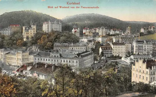Karlsbad Blick auf Westend von der Panoramastraße AK