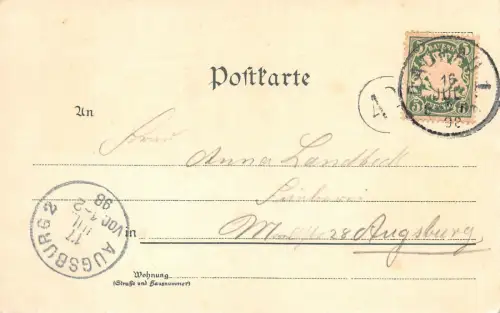 Dachau Totalansicht Trachten Litho Postkarte 1898